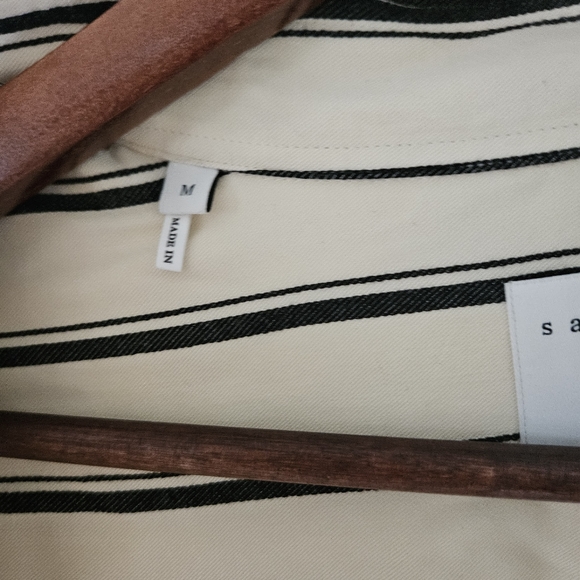 Sandro Paris dress shirt in cream with black diagonal stripes, size medium - Picture 7 of 7